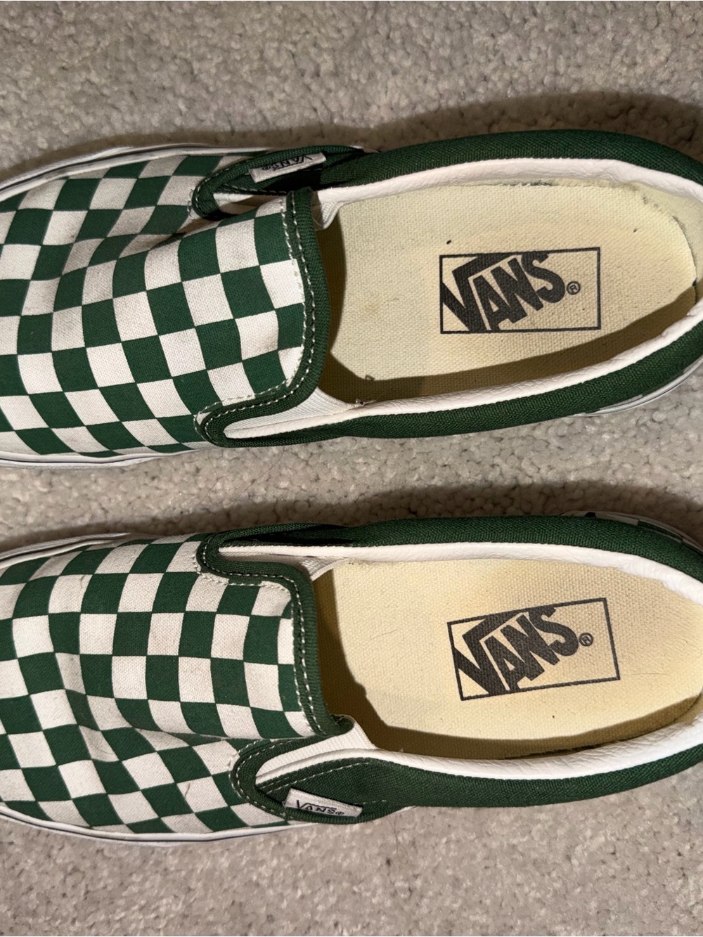 Vans Slip-On Checkerboard Sneakers - Green & White